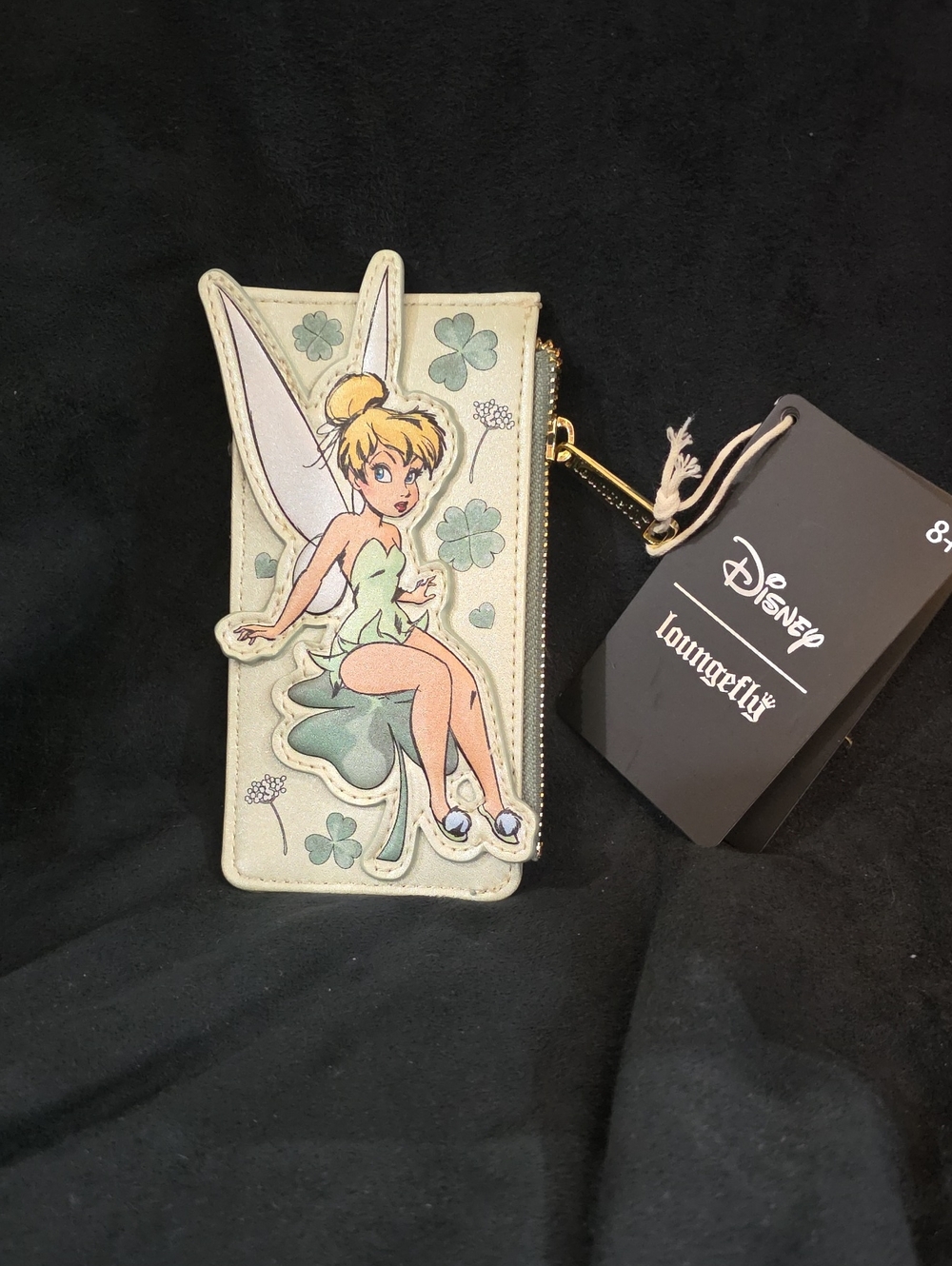 Disney Tinker Bell Green Clover Card Wallet with Gold Plaque